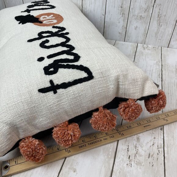 Trick It Treat Halloween Rectangular Throw Pillow  Decorative Pom Poms - NWT - Picture 10 of 10